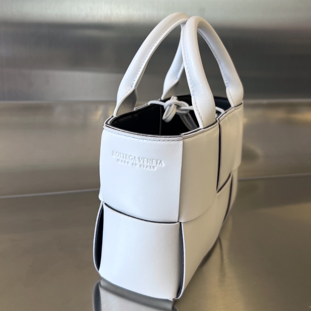 Micro Candy Arco Intreccio Leather Tote Bag White/Black